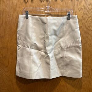 Beige Leather Mini Skirt